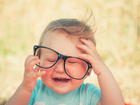 toddler wearing eyeglasses