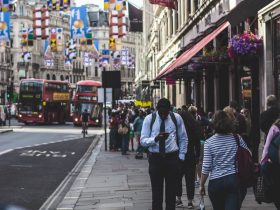 people walking beside the street