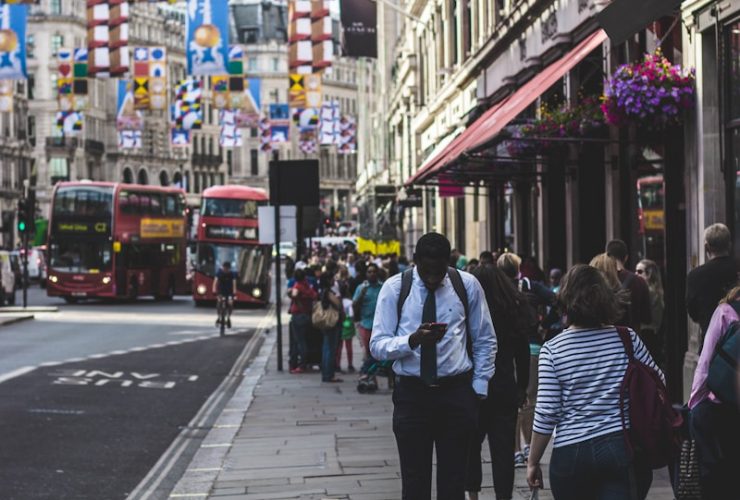 people walking beside the street