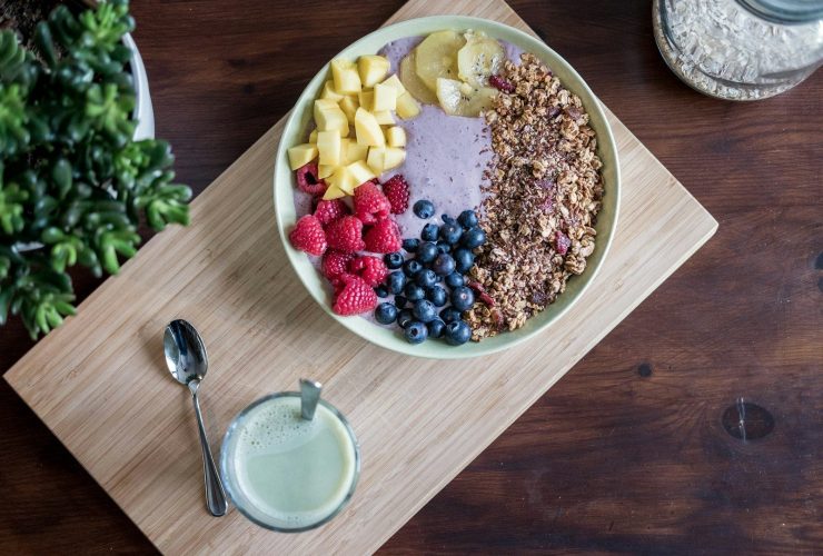 flat lay photography of fruits on plate