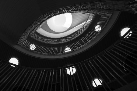 low-angle photography of building interior