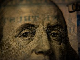 a close up of a one dollar bill